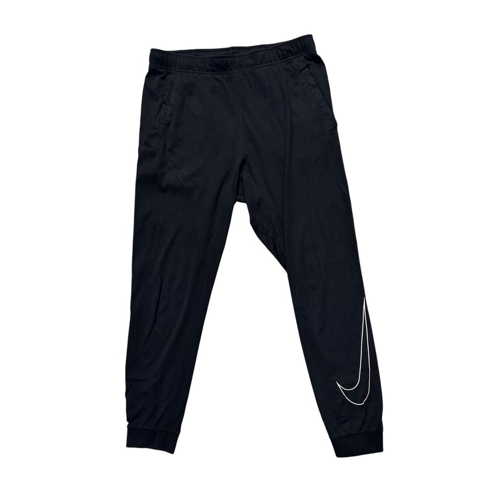 Nike Dri-FIT Mens Black Joggers Large Outline Swoosh Training Pants Size M
